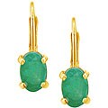 14k Yellow Gold Oval Emerald Leverback Earrings