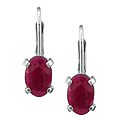 14k White Gold Oval Ruby Leverback Earrings