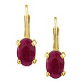 14k Yellow Gold Oval Ruby Leverback Earrings