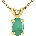 14k Yellow Gold Oval Emerald Necklace