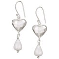 Sterling Silver White Agate Heart Drop Earrings