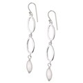 Sterling Silver White Agate Oval Drop Earrings