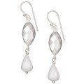 Sterling Silver White Agate Marquise Drop Earrings