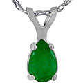 14k White Gold Pear-shaped Emerald Necklace