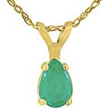 14k Yellow Gold Pear-shape Emerald Necklace