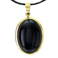 14k Yellow Gold Bezel Oval Onyx Pendant