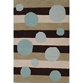Ali Stripes and Circles Hand Hooked Brown Cotton Rug (5'x8')