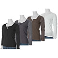 Everyday Women's Long-sleeve Ruffled Henley Shirt