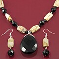 Black and Brown Bead Necklace and Earrings Set