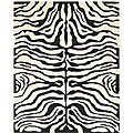 Handmade Zebra Ivory/ Black Wool Rug (7'6 x 9'6)