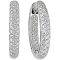 18k White Gold 3.23ct TDW Diamond Hoop Earrings (F-G, SI1)