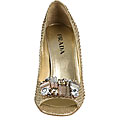Prada Women's Snakeskin Peep Toe Pumps