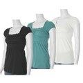 Self Esteem Women's Square Neck Cap Sleeve Shirt