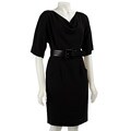 Ellen Tracy Women's Black Belted Crepe Dress