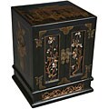 Black Leather Hand-painted Oriental End Table (China)