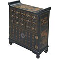 Hand-painted Black Leather Oriental Chest Buffet