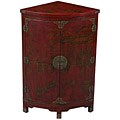 Hand-painted Red Leather Oriental Storage Cabinet