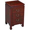Hand-painted Red Leather Oriental Accent End Table