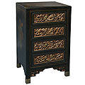 Hand-painted Black Leather Oriental End Table