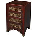 Hand-painted Red Leather Oriental Accent/End Table