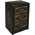 Hand-painted Black Leather Oriental End Table