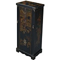 Hand-painted Black Leather Oriental Jewelry Armoire