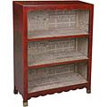 Hand-painted Red Leather Oriental Bookcase