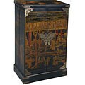 Black Leather Hand-painted Oriental Cabinet