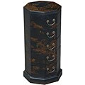 Black Leather Hand-painted Oriental End Table