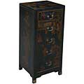 Black Leather Hand-painted Oriental Dresser