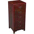 Red Leather Hand-painted Oriental Dresser