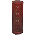 Hand-painted Red Leather Oriental Accent End Table