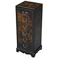 Hand-painted Black Leather Oriental Accent Table