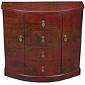 Red Leather Hand-painted Oriental Storage Cabinet