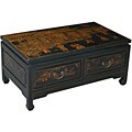 Hand-painted Black Leather Oriental Coffee Table