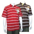 Dolphino Men's Striped Front and Back Print Polo