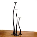 Set of 3 Hand-pounded Candle Stands (India)