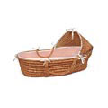 Honey Moses Basket with Pink Waffle Bedding