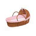 Honey Moses Basket with Pink Dot Bedding