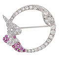 Platinum & 1.0ct Old Mine Diamond Ruby Estate Pin