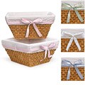 Honey Woven Basket Set with Liner and Ribbons