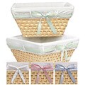 Natural Woven Basket Set with Liner and Ribbons
