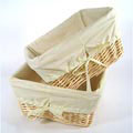 Natural Wicker Basket Set with Yellow Gingham Liners