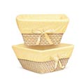 Natural Woven Basket Set with Yellow Gingham Liners