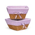 Honey Woven Basket Set with Lilac Gingham Liners