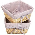 Natural Basket Set with Lilac Gingham Liners