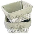 White Basket Set with Sage Gingham Liners