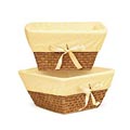 Honey Woven Basket Set with Yellow Gingham Liner