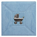 Baby Carriage Blue Faux Suede 12x12 Album with 40 Bonus Pages