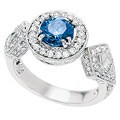 14k White Gold 2ct Blue and White Diamond Ring